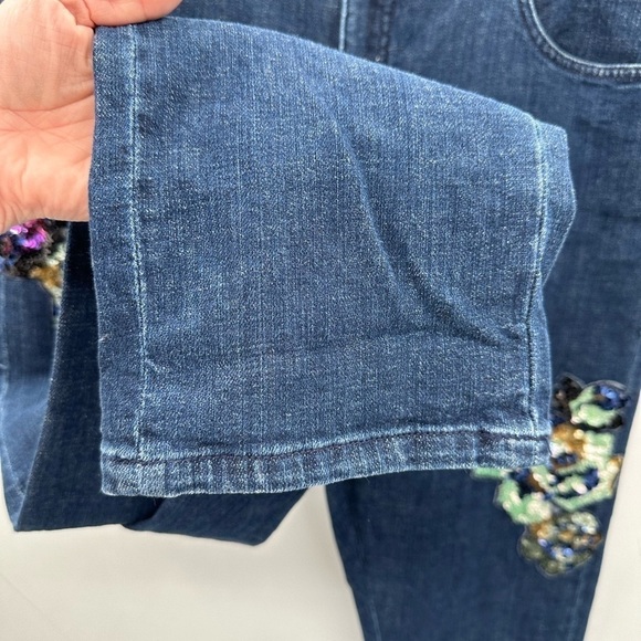 NWT PILCRO AND THE LETTERPRESS 32 Slim boyfriend sequined floral stretch jean - Picture 9 of 13